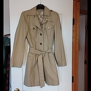 DKNY Beige Button-Up Trench Coat